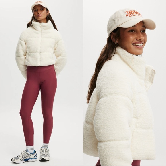 Cotton On The Mother Puffer Cropped Sherpa Jacket - Picture 2 of 2